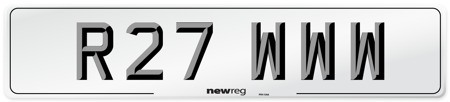 R27 WWW Number Plate from New Reg